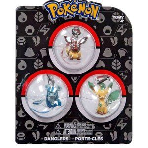 2017 Pokemon TOMY Danglers 3pack Evee Leafeon Glaceon NEW Nintendo Creature Card